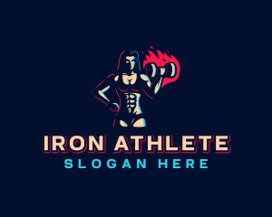 Strong Woman Barbell logo design