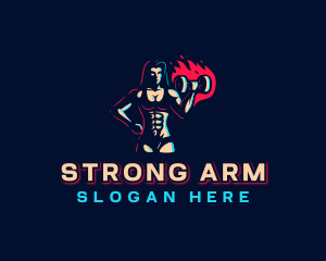 Strong Woman Barbell logo design