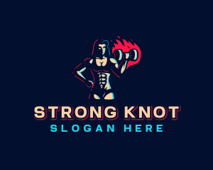 Strong Woman Barbell logo design