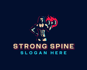 Strong Woman Barbell logo design