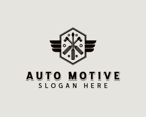 Hexagon Wings Mechanic  logo design