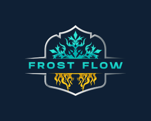 HVAC  Temperature Ice Fire logo design