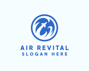 Blue Aviation Airplane logo design