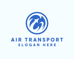 Blue Aviation Airplane logo design