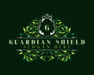 Floral Crown Shield logo design
