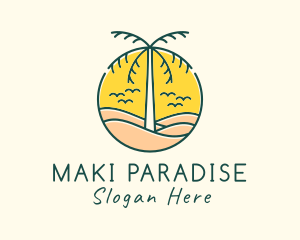 Palm Tree Beach logo design