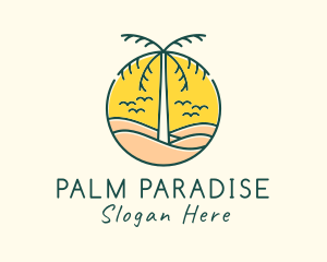 Palm Tree Beach logo design