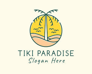 Palm Tree Beach logo design