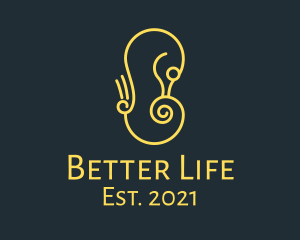 Minimalist Yellow Seahorse  logo design