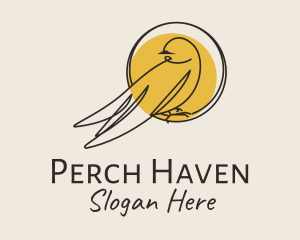 Yellow Perched Bird logo design