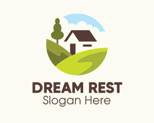 Valley Hilltop Cabin House logo design