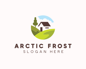 Valley Hilltop Cabin House logo design