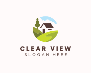 Valley Hilltop Cabin House logo design