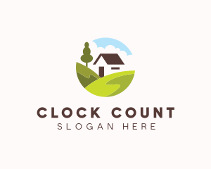 Valley Hilltop Cabin House logo design