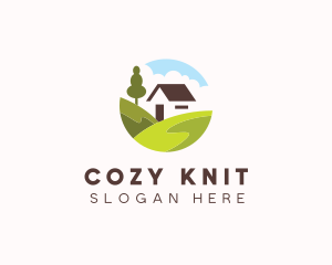 Valley Hilltop Cabin House logo design