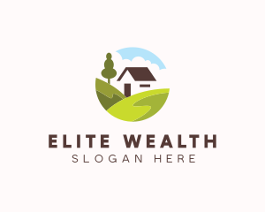 Valley Hilltop Cabin House logo design