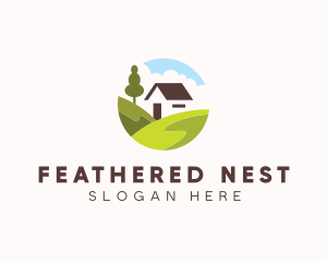 Valley Hilltop Cabin House logo design