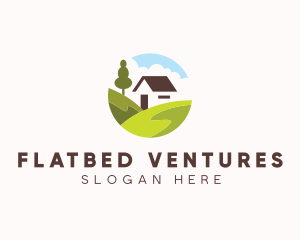 Valley Hilltop Cabin House logo design