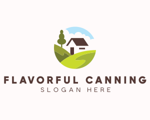 Valley Hilltop Cabin House logo design