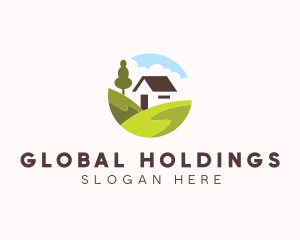 Valley Hilltop Cabin House logo design