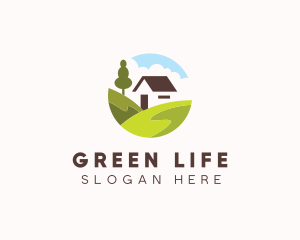 Valley Hilltop Cabin House logo design