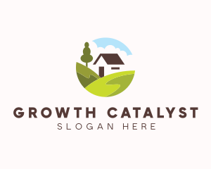 Valley Hilltop Cabin House logo design