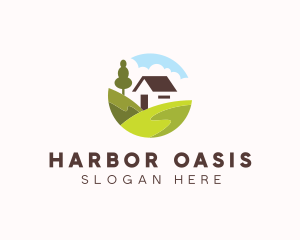 Valley Hilltop Cabin House logo design