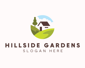 Valley Hilltop Cabin House logo design