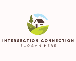 Valley Hilltop Cabin House logo design