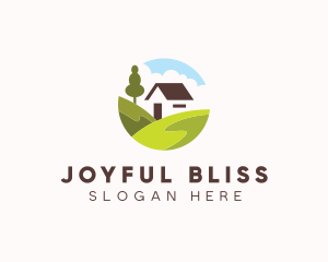 Valley Hilltop Cabin House logo design