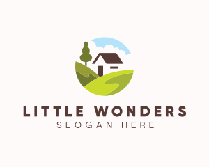 Valley Hilltop Cabin House logo design