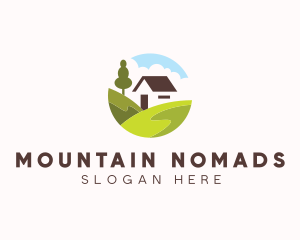 Valley Hilltop Cabin House logo design