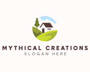 Valley Hilltop Cabin House logo design