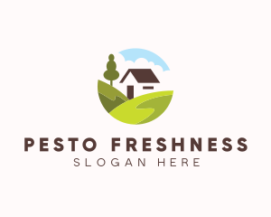 Valley Hilltop Cabin House logo design