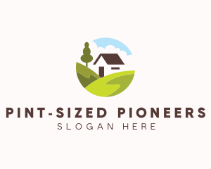 Valley Hilltop Cabin House logo design