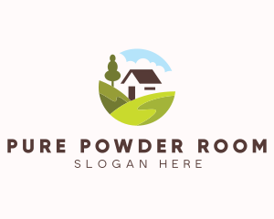 Valley Hilltop Cabin House logo design