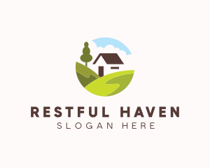 Valley Hilltop Cabin House logo design