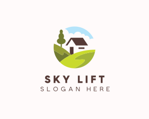 Valley Hilltop Cabin House logo design