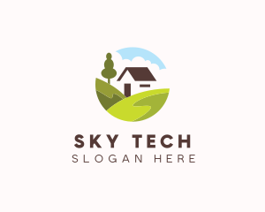 Valley Hilltop Cabin House logo design