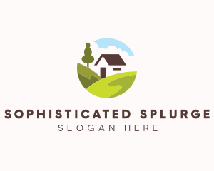 Valley Hilltop Cabin House logo design