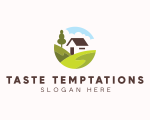 Valley Hilltop Cabin House logo design