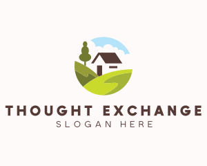 Valley Hilltop Cabin House logo design