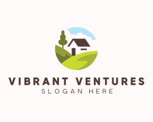 Valley Hilltop Cabin House logo design