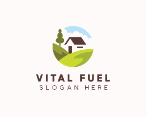 Valley Hilltop Cabin House logo design