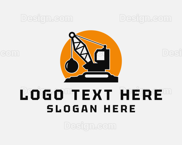 Wrecking Ball Construction Machine Logo