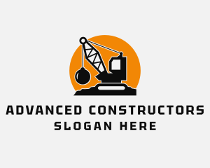 Wrecking Ball Construction Machine  logo design