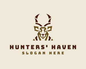 Antelope Head Antlers logo design