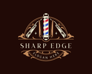 Barber Pole Razor logo design