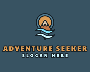 Mountain Wave Locator Pin logo design