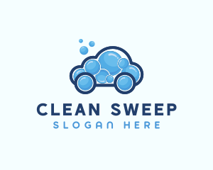 Bubble Cleaning Car  logo design